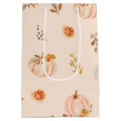 Oranje herfst kleine pompoenen verjaardag medium cadeauzakje (Achterkant)