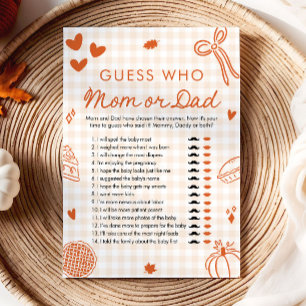 Oranje Herfst Knuffel Babyshower Raad Wie Moeder o Kaart