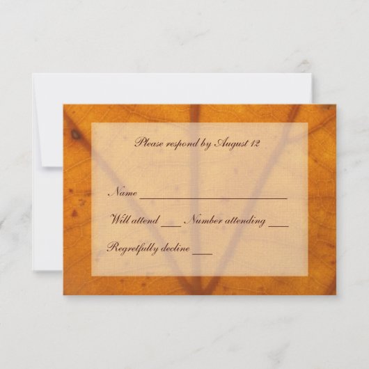 Oranje Herfst Leaf rsvp met envelop Kaartje (Voorkant)