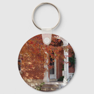 Oranje herfst Leaves en House Sleutelhanger