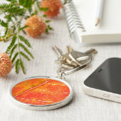 Oranje herfst leder Sleutelhanger (Zijkant)