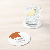 Oranje herfst leder van de Maple Wedding/Verloving Ronde Kartonnen Onderzetter (Insitu)