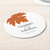 Oranje herfst leder van de Maple Wedding/Verloving Ronde Kartonnen Onderzetter (Gebogen)