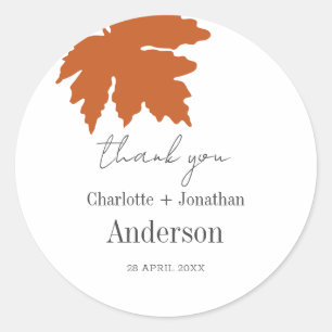 Oranje herfst maple Leaf Wedding Favors Dank je Ronde Sticker
