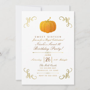 Oranje Herfst najaar Glitter Pumpkin Sweet 16 Part Kaart