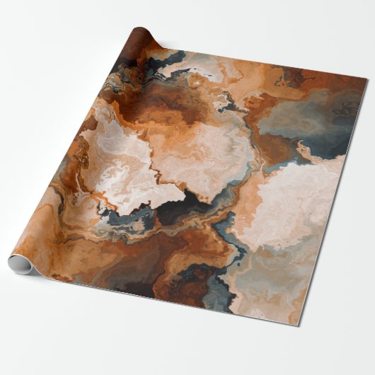 Oranje Herfst najaar Waterverf steen Cadeaupapier (Uitgerold)