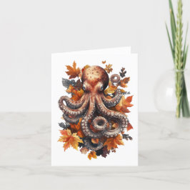 Oranje Herfst Octopus Groeten Kaart
