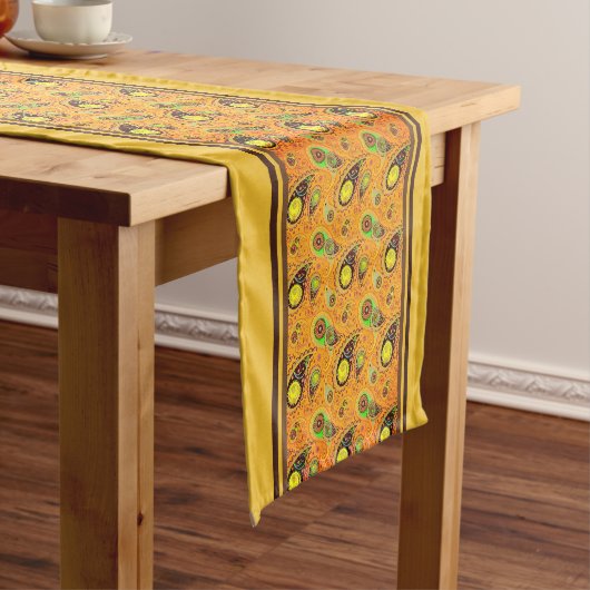 Oranje herfst paisley korte tafelloper (Voorbeeld)