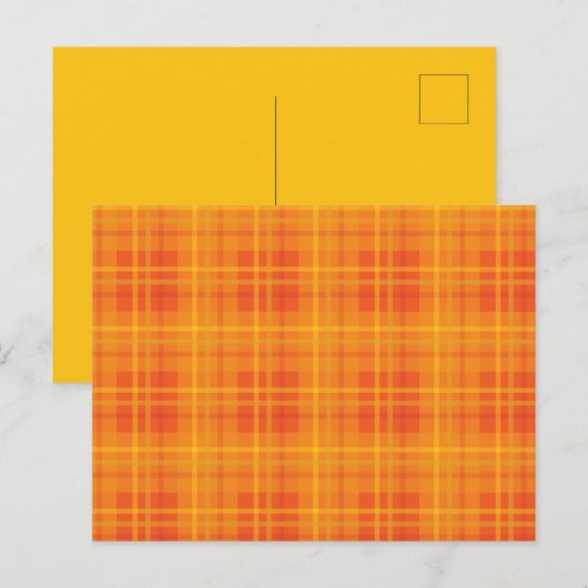 Oranje Herfst Plaid Briefkaart (Voorkant / Achterkant)