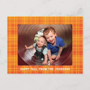 Oranje Herfst Plaid Foto Briefkaart