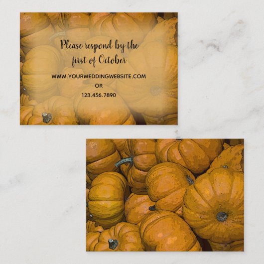 Oranje herfst pomkins Wedding RSVP Response Kaart (Voorkant / Achterkant)