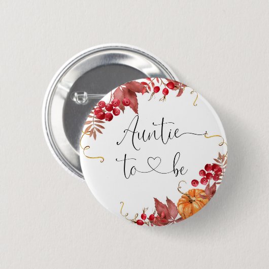 Oranje herfst pompoen Auntie om Button te zijn (Voorkant /achterkant)