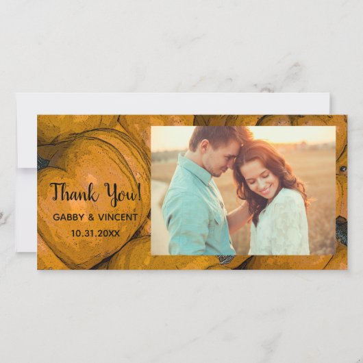 Oranje Herfst Pompoen Bedankt Foto Kaart (Voorkant)