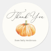 Oranje Herfst Pompoen Bedankt Ronde Sticker (Voorkant)