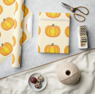 Oranje Herfst Pompoen Patroon Cadeaupapier