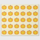 Oranje Herfst Pompoen Patroon Cadeaupapier (Vlak)