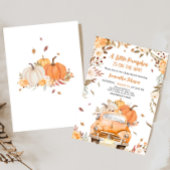 Oranje Herfst pompoen vrachtwagen Baby shower Kaart