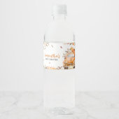 Oranje Herfst pompoen vrachtwagen Baby shower Waterfles Etiket (Voorkant)