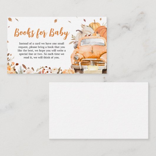 Oranje Herfst Pompoen Vrachtwagenboeken voor Baby Informatiekaartje (Voorkant / Achterkant)