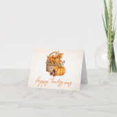 Oranje Herfst Pumpkin Harvest Thanksgiving Greetin Bedankkaart (Voorkant)