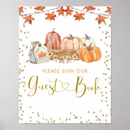 Oranje Herfst Pumpkin Patch Verjaardag Gast Boek t Poster