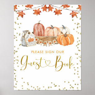 Oranje Herfst Pumpkin Patch Verjaardag Gast Boek t Poster