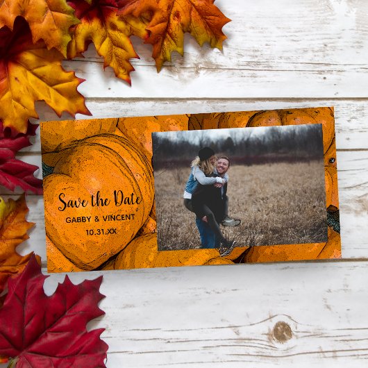 Oranje herfst Pumpkin Wedding Save the Date Photo