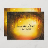 Oranje Herfst Rustic Enchanted Forest Bewaar de da Aankondigingskaart (Voorkant / Achterkant)