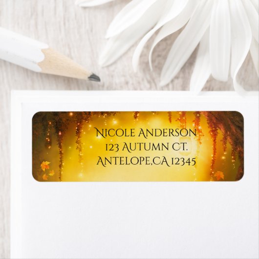 Oranje Herfst Rustic Enchanted Forest Invitation Etiket (Insitu)