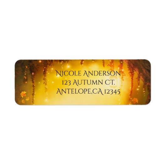 Oranje Herfst Rustic Enchanted Forest Invitation Etiket (Voorkant)