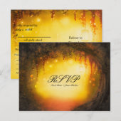 Oranje Herfst rustieke betoverde bos bruiloft RSVP Uitnodiging Briefkaart (Voorkant / Achterkant)