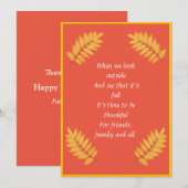 Oranje Herfst Thanksgiving Feestdagenkaart (Voorkant / Achterkant)