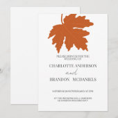 Oranje herfst - uitnodiging tot huwelijk met leder (Voorkant / Achterkant)