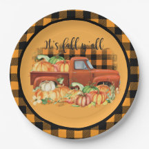 Oranje Herfst van Truck Pumpkins Buffalo Check P