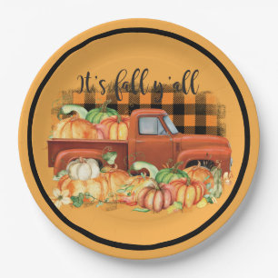  Oranje Herfst van Truck Pumpkins Papieren Bordje