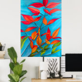 Oranje herfst verlaat oorspronkelijke waterverf ku poster (Thuiskantoor)