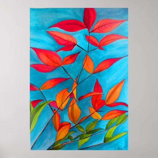 Oranje herfst verlaat oorspronkelijke waterverf ku poster (Voorkant)