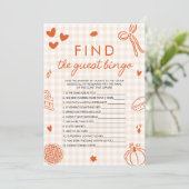 Oranje Herfst Vind de Gast Bingo Baby shower Spel Kaart (Staand voorkant)