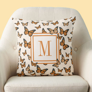 Oranje Herfst Vlinders Aangepast Monogram Kussen