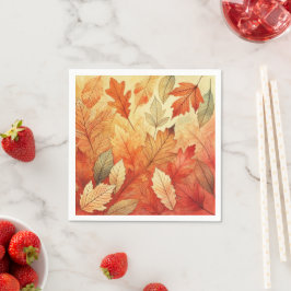 Oranje Herfst Waterverf Bladeren Decoupage servett Servet