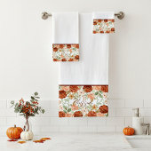 Oranje herfst waterverf bloem bad handdoek