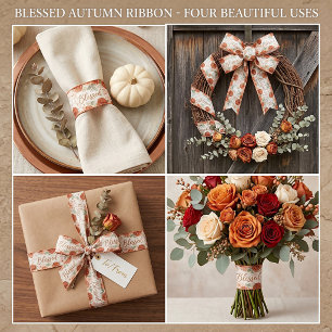 Oranje herfst waterverf bloem satijnen lint