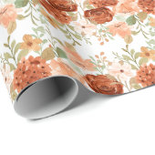 Oranje herfst waterverf floraal cadeaupapier (Rol Hoek)