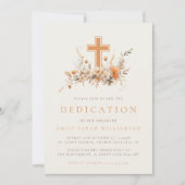 Oranje Herfst Wildflowers & Cross Baby Toewijding Kaart (Voorkant)