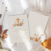 Oranje Herfst Wildflowers & Cross Baby Toewijding Kaart