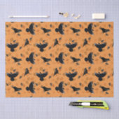 Oranje Herfst Woodland Leaf en Crow Bird Pattern Tissuepapier (Craft)