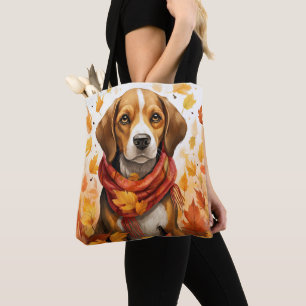 ORANJE HERFSTBLADEREN & BRUINE & WITTE BEAGLE DOG TOTE BAG