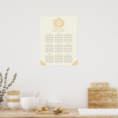 Oranje herfstbladeren cirkel bruiloft zitplaatsenk poster (Keuken)