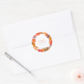 Oranje herfstbladeren krans herfstbruiloft ronde sticker (Envelop)