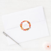 Oranje herfstbladeren krans herfstbruiloft ronde sticker (Envelop)